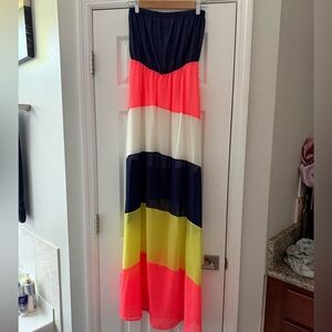 Boutique Color Block Strapless Maxi Dress